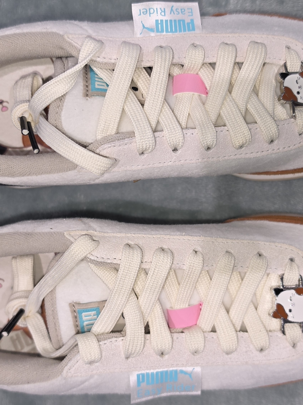 Puma Kids Easy Rider Suede Sneakers - White with Pink Accent